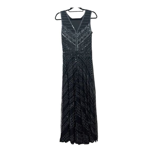 Pisarro Nights Sleeveless Beaded Black Special Occasion Maxi Gown Dress Size 6 - Picture 3 of 10